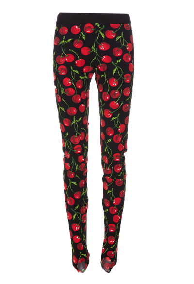 Shop Dolce & Gabbana Cherry Print Leggings In Red