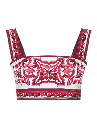 Shop Dolce & Gabbana Top Tris Maioliche In Tn Fuxia