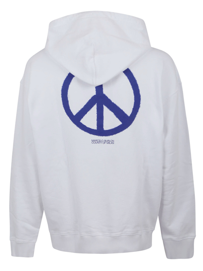 Shop Marcelo Burlon County Of Milan County Peace Comfort Hoodie In White Blue