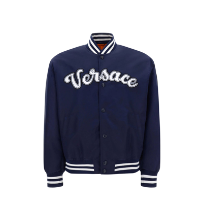 Shop Versace Bomber Jacket In Blue