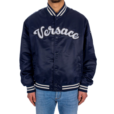 Shop Versace Bomber Jacket In Blue