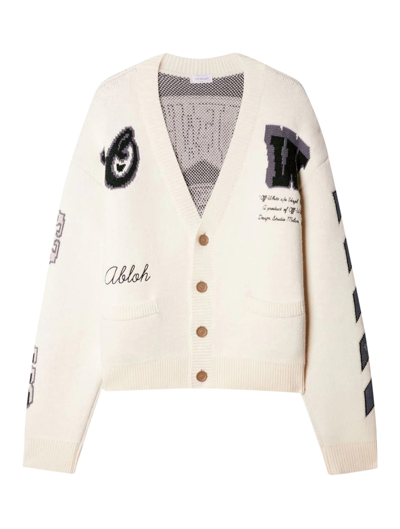 Shop Off-white Moon Vars Knit Cardigan Beige Black