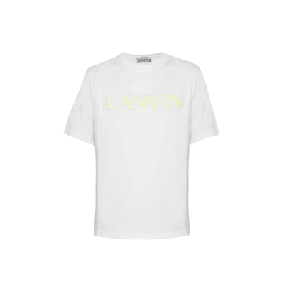 Shop Lanvin Curb Embroidered Logo T-shirt In White