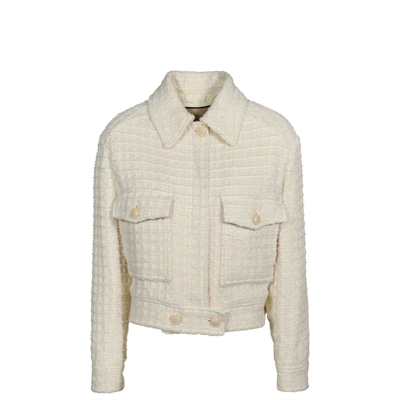Shop Gucci Tweed Blazer In White