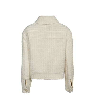Shop Gucci Tweed Blazer In White