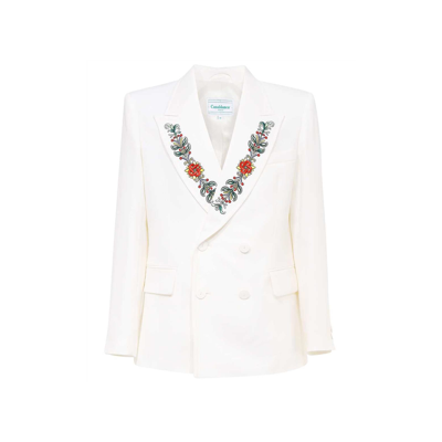 Shop Casablanca Double-breasted Wool Jacket In White