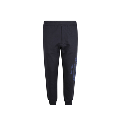 Alexander Mcqueen Cotton Logo Sweatpants Men In Blue