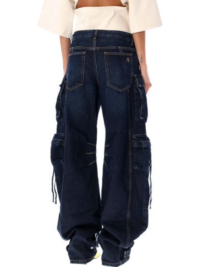 Shop Attico Fern Cargo Denim Jeans In Dark Blue
