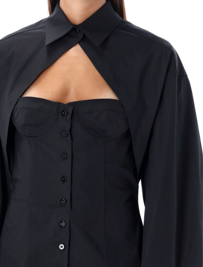 Shop Attico Shirt Mini Dress In Black