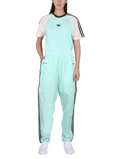 Shop Adidas Originals By Wales Bonner Nylon Jogging Pants With Logo In Azzurro