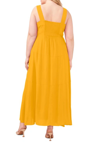Shop Vince Camuto Solid Sleeveless Tiered Maxi Dress In Tuscan Sun