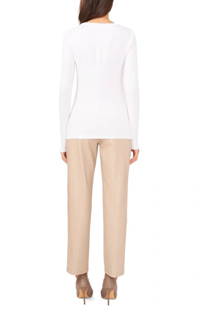 Halogen Crewneck Long Sleeve T-shirt In Bright White