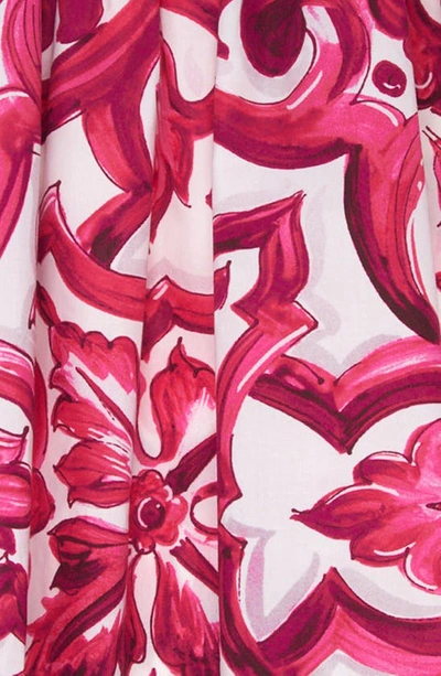 Shop Dolce & Gabbana Kids' Majolica Print Cotton Dress In Pink