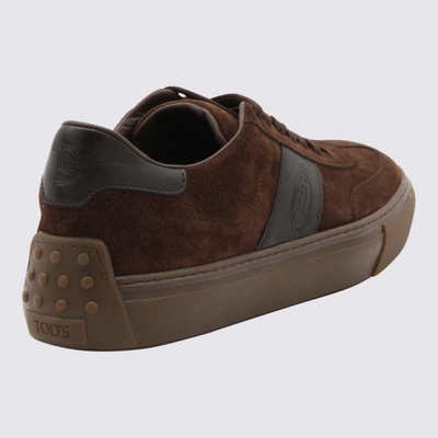 Shop Tod's Brown Suede Sneakers