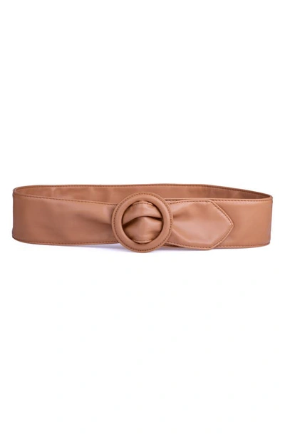 Linea Pelle Covered Buckle Sash Belt In Camel