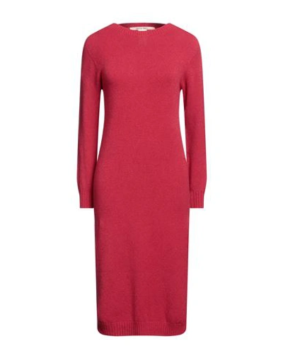 Angela Davis Woman Midi Dress Red Size M Viscose, Polyester, Polyamide In Red