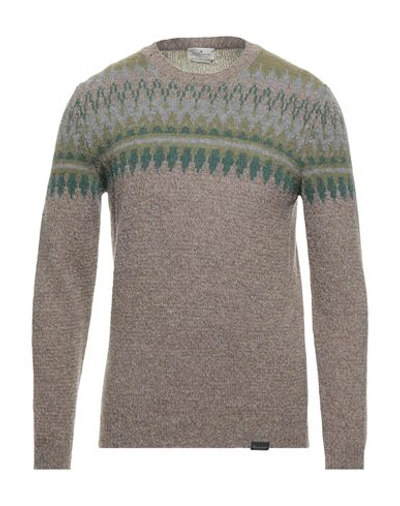 Brooksfield Man Sweater Taupe Size 46 Virgin Wool, Polyamide In Grey