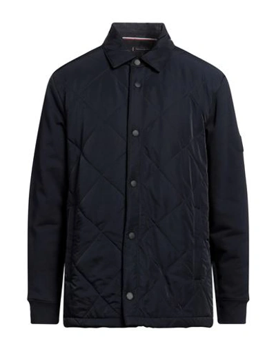 Shop Tommy Hilfiger Man Jacket Midnight Blue Size L Cotton, Nylon