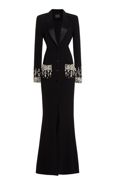 Shop Zuhair Murad Crystal-embellished Cady Blazer Gown In Black
