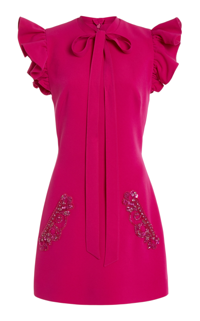 Shop Zuhair Murad Beaded Cady Mini Dress In Pink