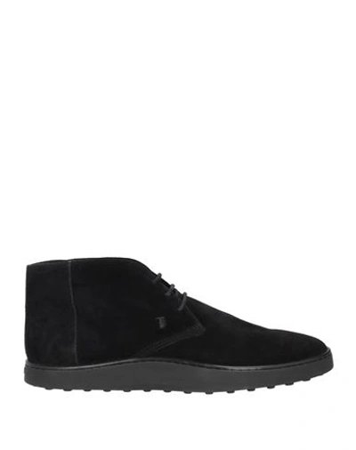 Tod's Man Ankle Boots Black Size 6.5 Leather In Black
