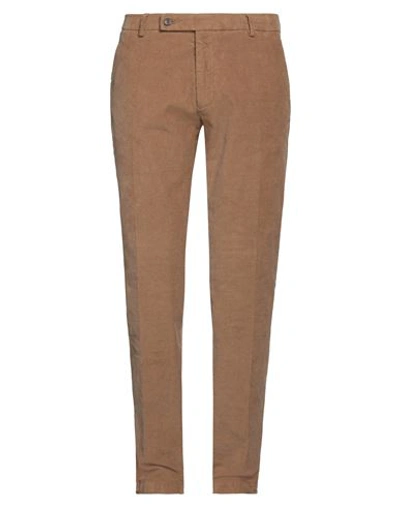 Shop Berwich Man Pants Camel Size 40 Cotton, Elastane In Beige