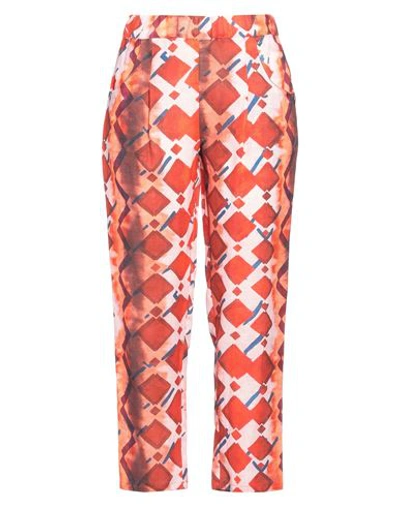 Shop Lfdl La Fabbrica Del Lino Woman Pants Tomato Red Size M Linen