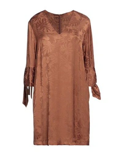 Shop Simona Corsellini Woman Mini Dress Camel Size 10 Viscose In Beige