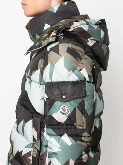 Shop Moncler Mosa Hooded Puffer Jacket In Green