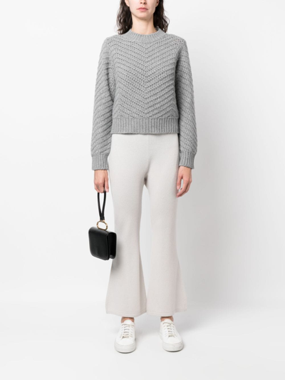 Fabiana Filippi Rib Trim Patterned Knit Sweater In Grey