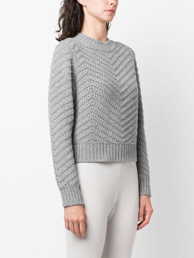 Shop Fabiana Filippi Chevron-knit Cashmere Jumper In Grey