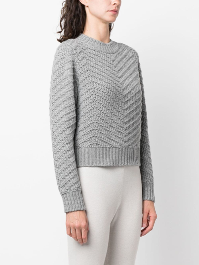 Fabiana Filippi Rib Trim Patterned Knit Sweater In Grey