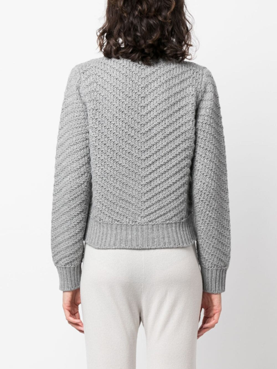 Fabiana Filippi Rib Trim Patterned Knit Sweater In Grey