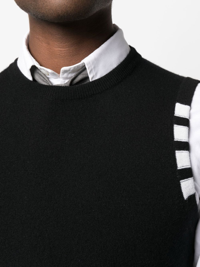 Shop Thom Browne Stripe-detail Knit Vest In Black