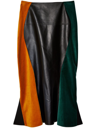 Shop Marni X Erykah Badu Colour-block Midi Skirt In Black