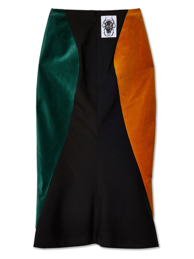 Shop Marni X Erykah Badu Colour-block Midi Skirt In Black