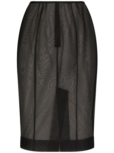 Shop Dolce & Gabbana Sheer Pencil Skirt In Black