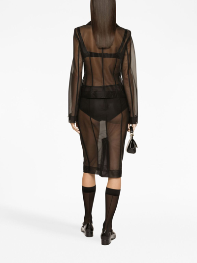 Shop Dolce & Gabbana Sheer Pencil Skirt In Black