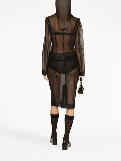 Dolce & Gabbana Marquisette Midi Pencil Skirt In Black