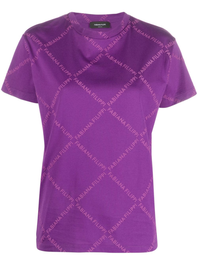 Shop Fabiana Filippi Logo-print Cotton T-shirt In Purple