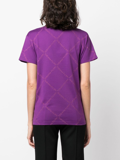 Shop Fabiana Filippi Logo-print Cotton T-shirt In Purple
