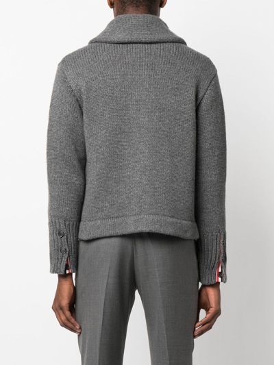 Shop Thom Browne Shawl-collar Knit Cardigan In Grey