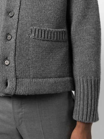 Shop Thom Browne Shawl-collar Knit Cardigan In Grey