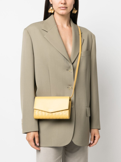 Shop Serapian Mosaico-weaving Leather Clutch Bag In Yellow