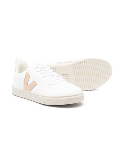 Shop Veja Logo-patch Low-top Leather Sneakers In White
