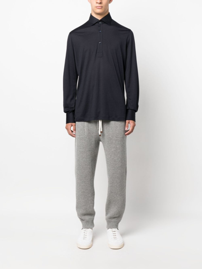 Brunello Cucinelli Drawstring Cashmere Track Pants In Grey
