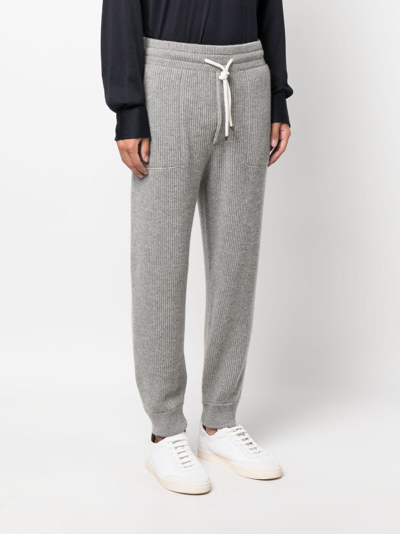 Brunello Cucinelli Drawstring Cashmere Track Pants In Grey