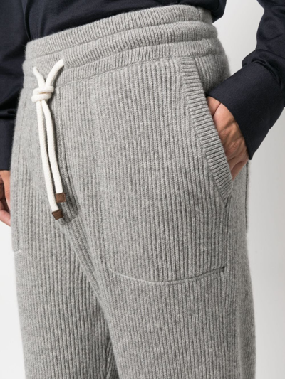 Brunello Cucinelli Drawstring Cashmere Track Pants In Grey
