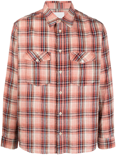 Shop Marant Check-pattern Cotton-blend Shirt In Orange