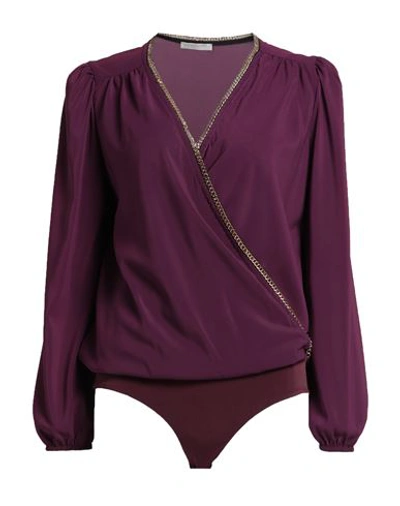Shop Rinascimento Woman Bodysuit Deep Purple Size L Polyester, Elastane